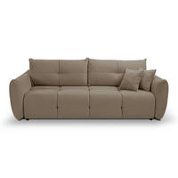 BETTSOFA MODA Beige Chenille-Stoff mit Schlaffunktion - Beige, Holz (245/86/110cm) - MASSENO