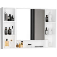 SPIEGELSCHRANK , offenen Regalen und Schrank mit Spiegeltür, 100 x 15 x 70 cm ,Weiß - Weiß, Glas (100/70/15cm) - Vallsero