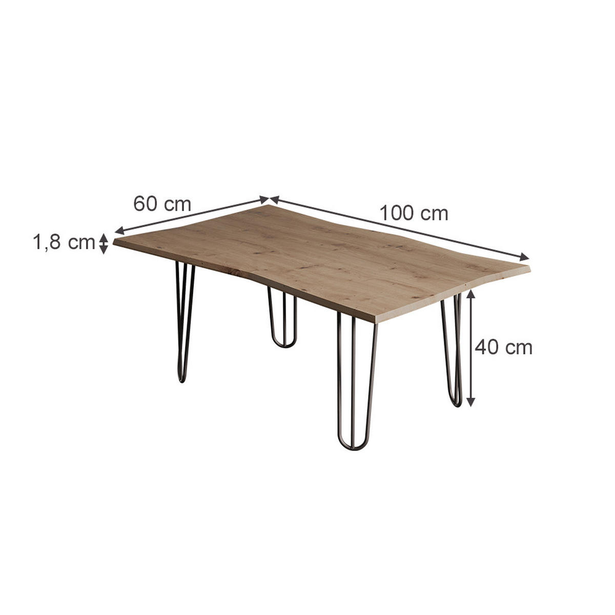 COUCHTISCH Yan Artisan 100 x 60 cm - Hellgrau, Holzwerkstoff (60/100/40cm) - Vicco