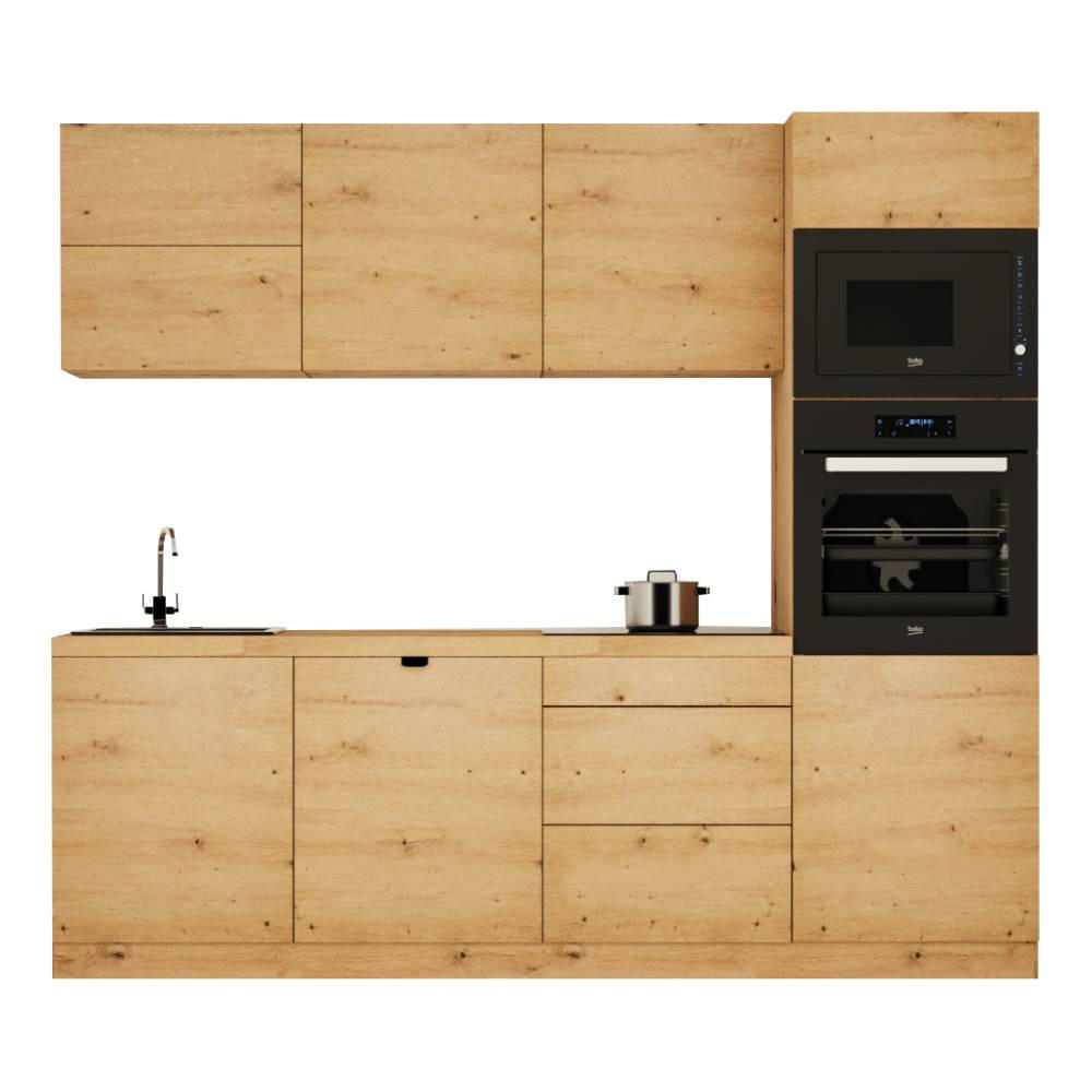 KÜCHENZEILE 240 cm - Langen KL26-M240 - in Artisan Eiche - Eiche Artisan, Holz (240/212/58cm)