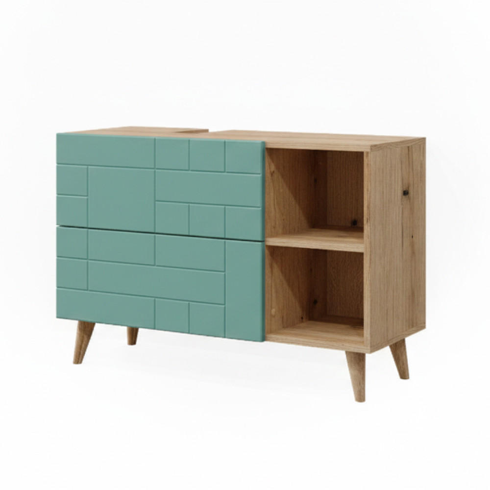 WASCHBECKENUNTERSCHRANK Rudi Mintgrün 90 x 59 cm mit 2 Schubladen - Mintgrün, Holzwerkstoff (90/59/32.6cm) - Vicco