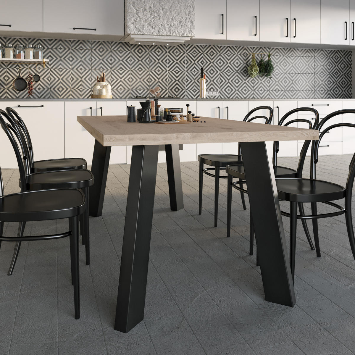 TISCHBEINE Melmak Extreme 4er-Set Schwarz 90cm - Schwarz, Metall (12/90/8cm) - Metalo Pro