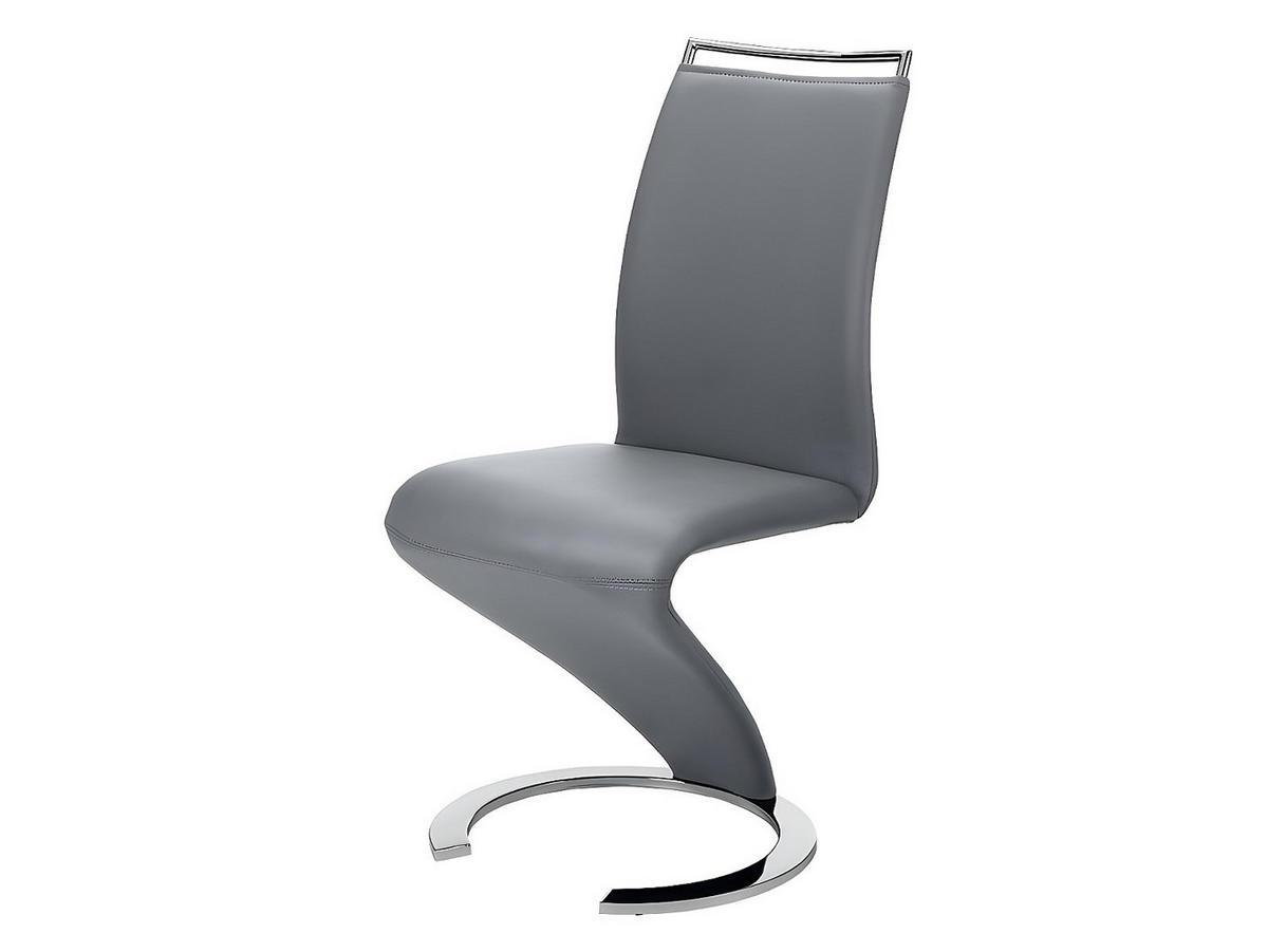 STUHL - 61cm x 49cm - Kunstleder - grau - TWIZY - Grau, Leder (61/100/49cm) - Vente-Unique