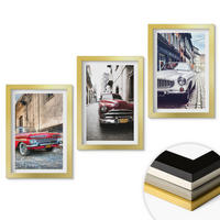 WANDBILDER 3er Set - 20x30 cm Goldrahmen - Oldtimer in Städten - Goldfarben, Kunststoff (20/30cm) - ArtPrintCave