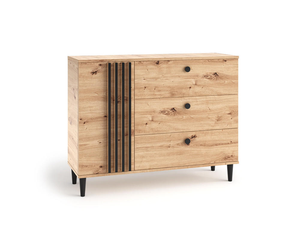Margaret Hadas24 Kommode Eiche Artisan, Schwarz 120x93x40 cm