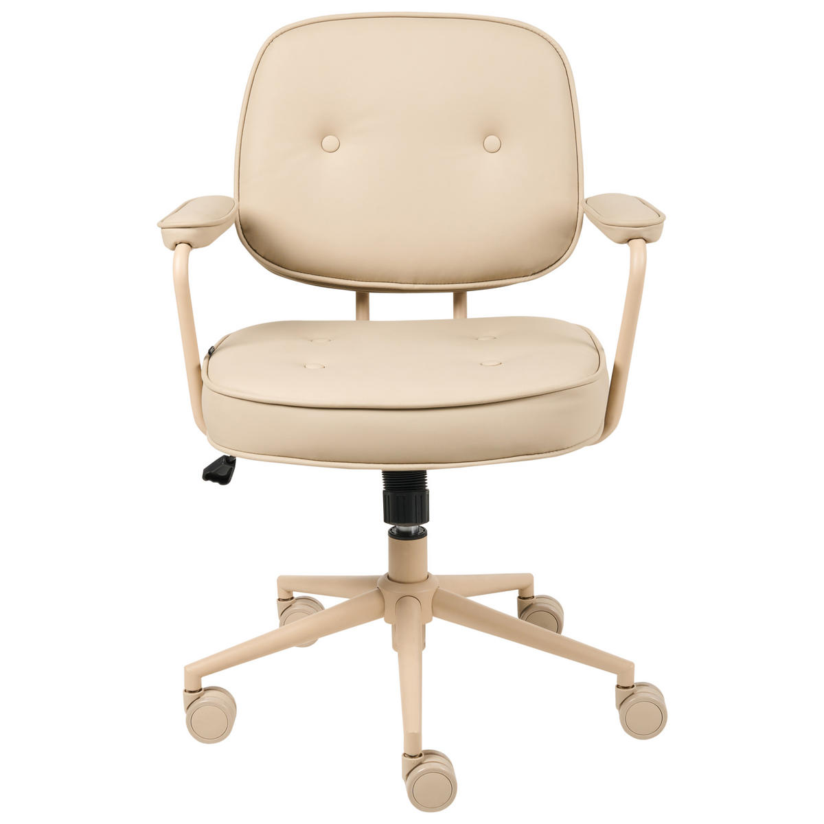 SCHREIBTISCHSTUHL Hellbeige Kunstleder Paramus - Beige, Kunststoff (60/81/65cm) - Beliani