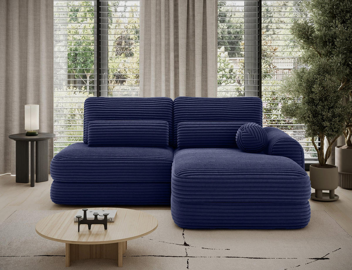 ECKSOFA RIPELI L-Form mit Schlaffunktion & Bettkasten – Modernes 3-Sitzer Sofa, Wellenfederung, 217 × 175 cm - Schwarz/Dunkelblau, Kunststoff (175/217cm) - Wohnideebilder