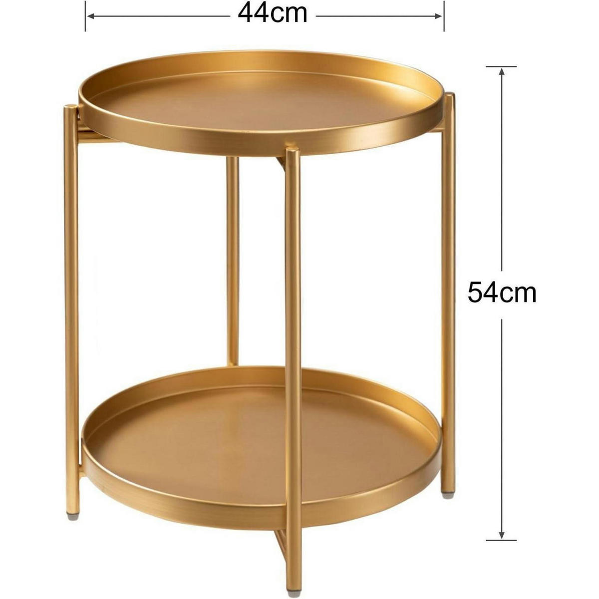 BEISTELLTISCH rund Gold 2 Ebenen abnehmbar - Goldfarben, Metall (43.5/43.5/54cm)