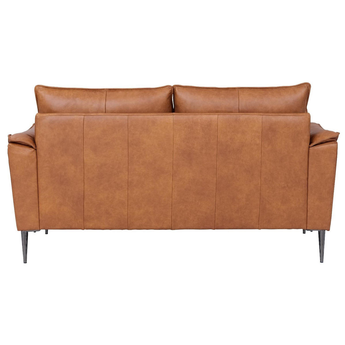 ZWEISITZER-SOFA Echtleder Cognac Braun - Schwarz/Braun, Leder/Metall (160/88/90cm) - Furnhouse