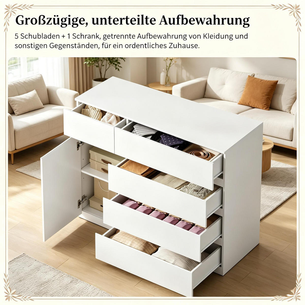 KOMMODE Weiß 100/40/80 cm - Weiß, Holzwerkstoff (100/80/40cm) - PANGIVO