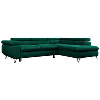 ECKSOFA PEDRO L Dunkelgrün Velvet - Rechts Seite - Dunkelgrün/Schwarz, Textil/Metall (273/208cm) - MKS