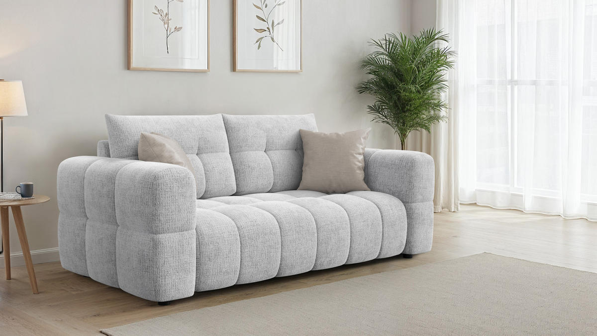 SOFA CLOUDI 2,5-Sitzer, hellgrau - Hellgrau/Schwarz, Holz/Textil (211/89/104cm) - Courtois Laville