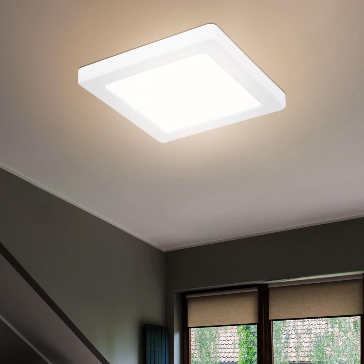 LED DECKENPANEL Kunststoff Weiß - Weiß, Kunststoff (16.7/16.7/1.7cm) - Globo Lighting