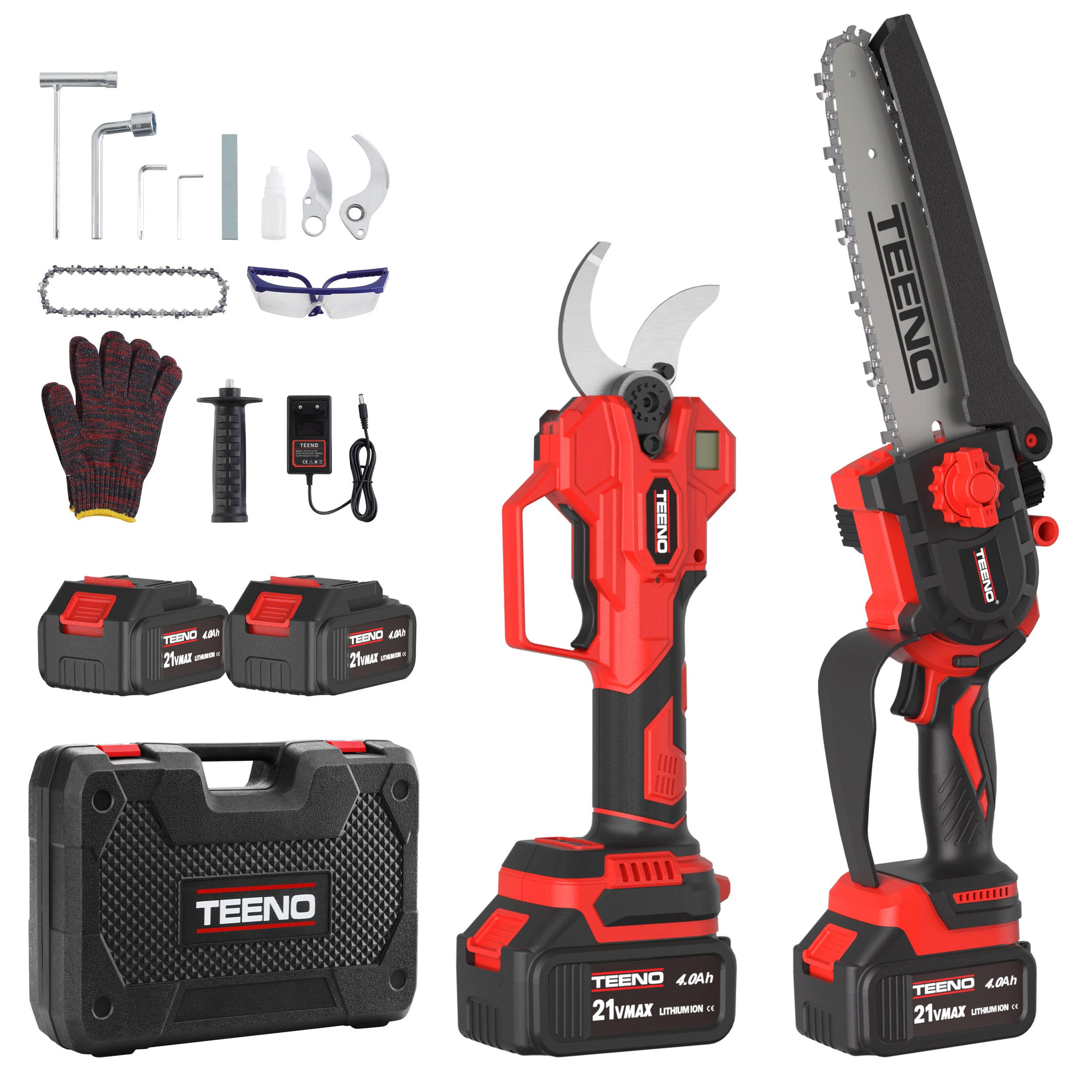 Teeno Akku-Gartengeräte-Set Silber 40.5x33.5x44.5 cm