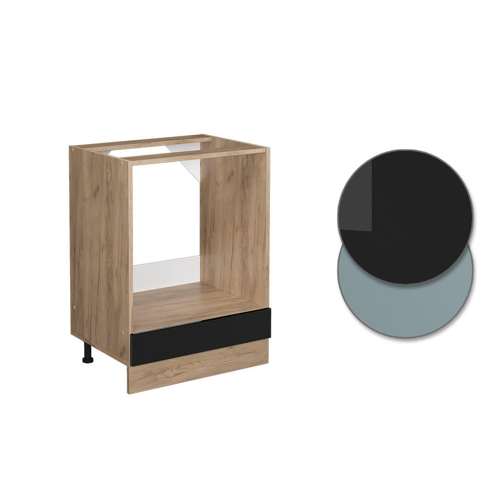 SPISKONVERTERINGSSKÅP R-Line Svart högblank 60 cm , AP Oak Svart högglans, Ekfärgad 81.6/60/60 cm