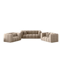 COUCHGARNITUR 2+1+1 Serie Grand Stilvol Stoff Haga Beige - Beige, Holz (197/70/91cm) - Kaiser Möbel