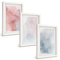 BILDER SET 3er Set - 20x30 cm Weißer Rahmen - Pastellfarben auf Leinwand - Weiß, Kunststoff (20/30cm) - TULUP