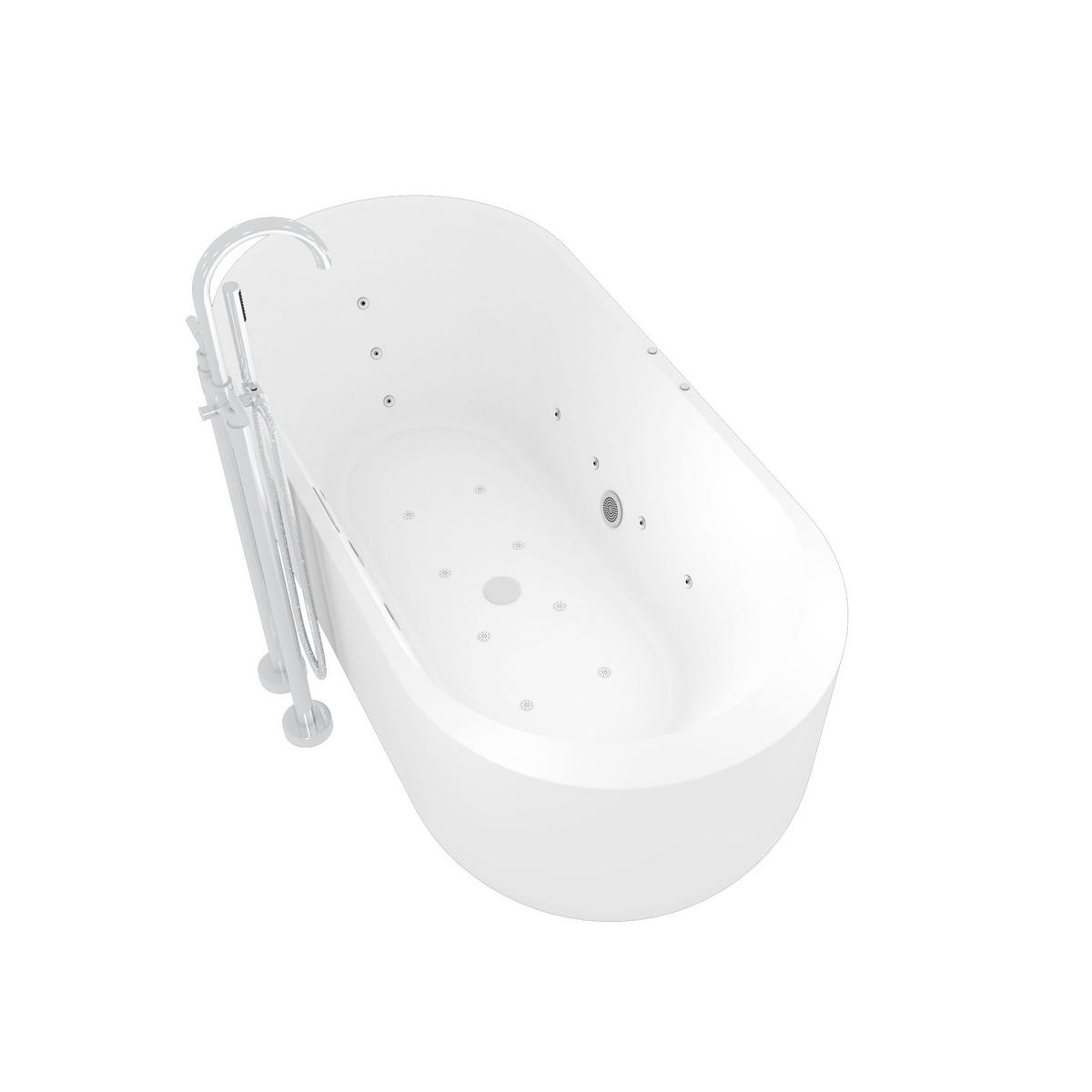 FREISTEHENDE Badewanne F26 170 Whirlpool Luft & Wasser Armatur AF03 - Weiß, Glas/Kunststoff (80/58/170cm) - AcquaVapore by Sandra Jentho