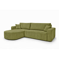 ECKSOFA Mit Schlaffunktion, Cordstoff Poso, Olive, Links, ROUND ONE XL - Olivgrün, Holz (271/175cm) - Kaiser Möbel