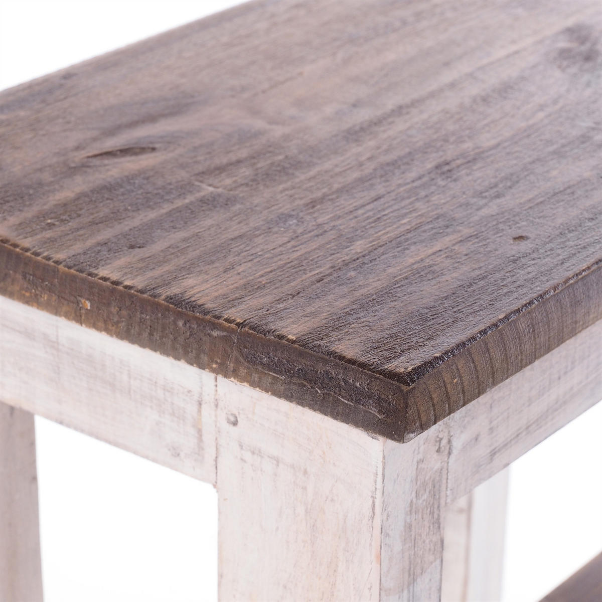 TRITTLEITER STEP Recyclingholz zweistufig 05 weiß-natur - Multicolor, Holz (37/46/37cm) - DESIGN DELIGHTS