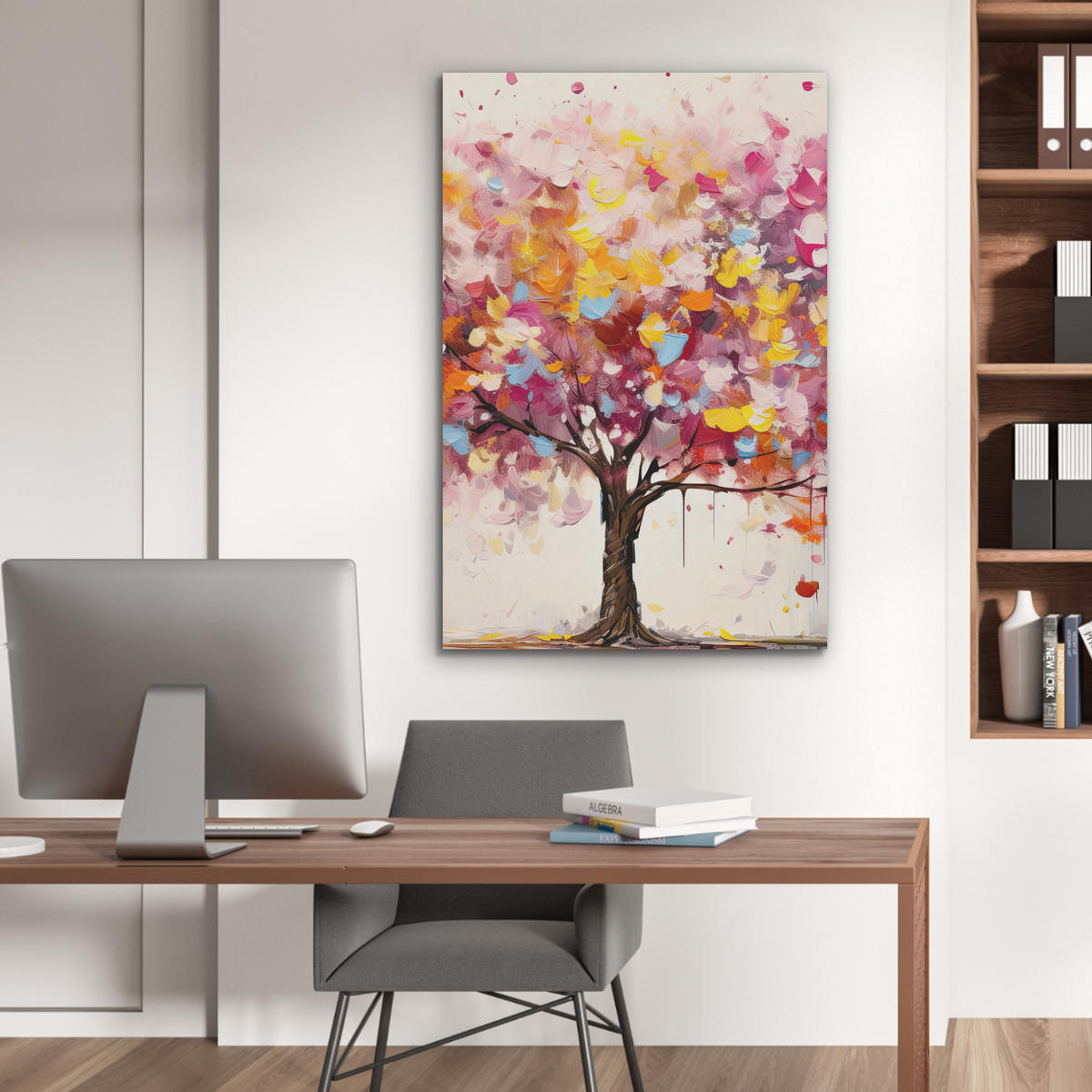 AKUSTIKBILD Aquarell - Baum - Kunst - Abstrakt Wanddeko 60x90 cm - Multicolor, Kunststoff (60/90/0.9cm) - MuchoWow