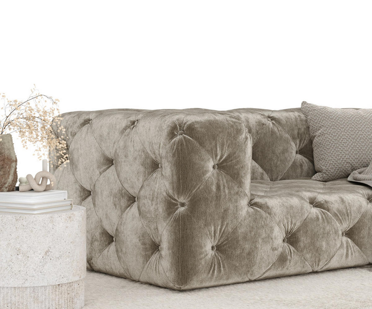 2-SITZER-SOFA Cosimo Beige Chenille - Beige/Schwarz, Holz/Holzwerkstoff (193/71/100cm) - Maison de Reve