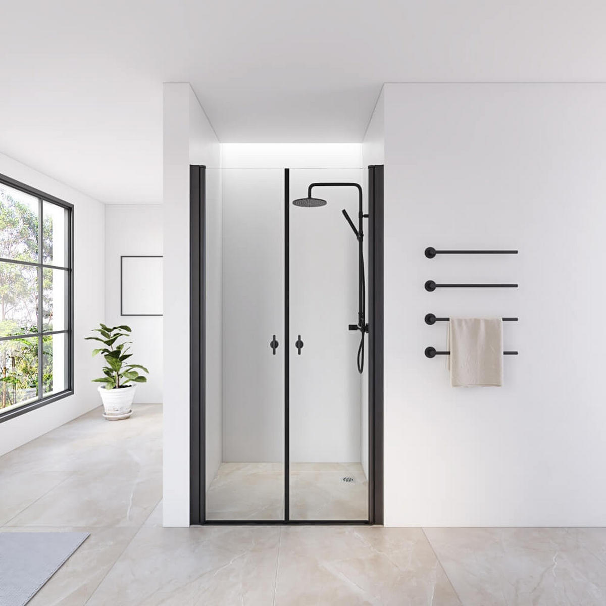 PENDELTÜR LAVEA - Schwarz, 85 x 195 cm - Schwarz, Glas/Metall (85/195cm) - Home Deluxe