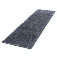 TEPPICH Hochflor Unifarben Polypropylen Wohnzimmer Shaggy Grau Läufer 80x250 - Grau, Textil (80/250cm) - KADIMA DESIGN