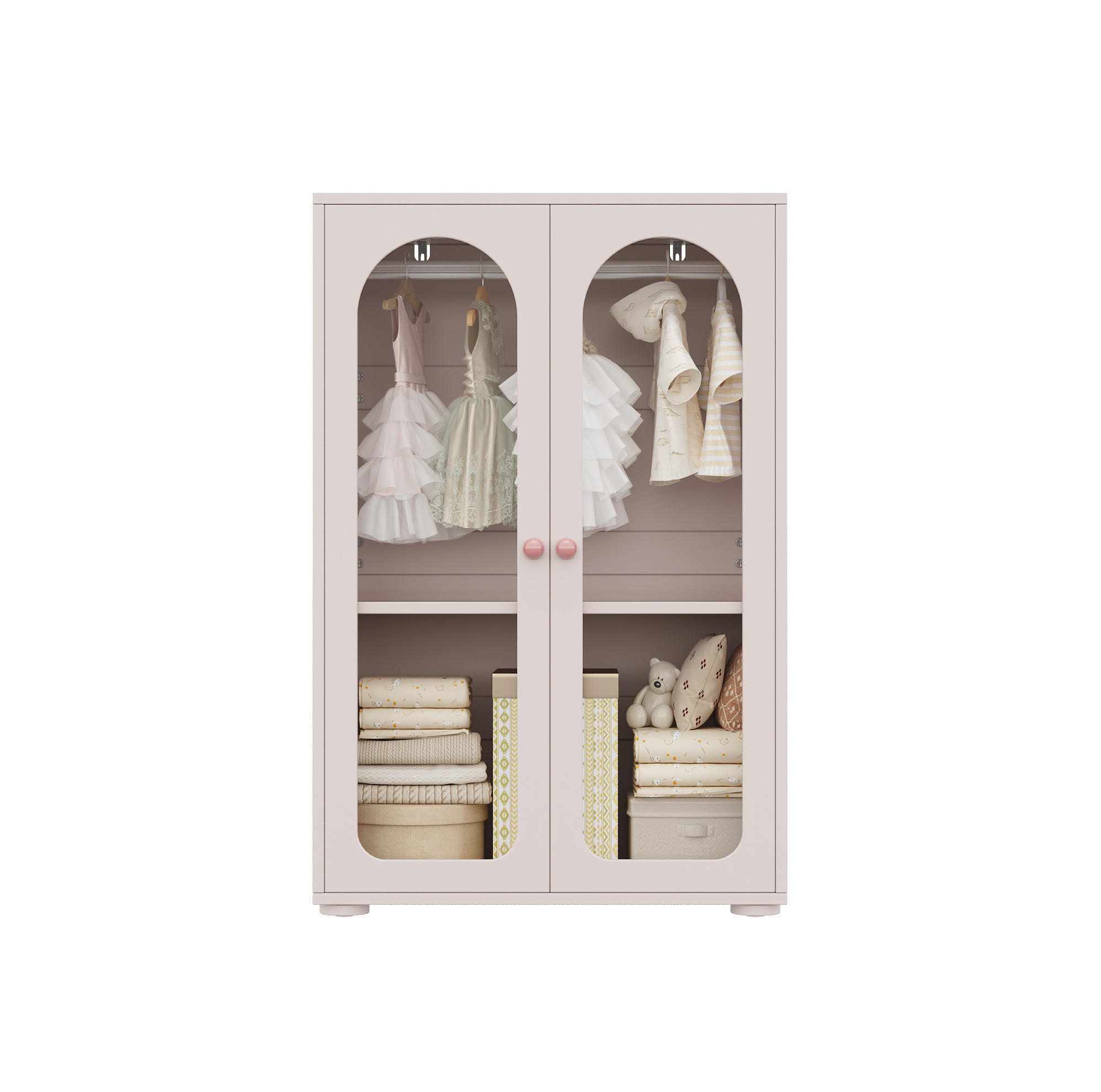 KLEIDERSCHRANK aus MDF und Acryl 80x50x120 cm Babyrosa mit verstellbaren Einlegeböden, Kleiderstange und transparenten Türen - Pink, Holzwerkstoff (80/120/50cm) - Modfu