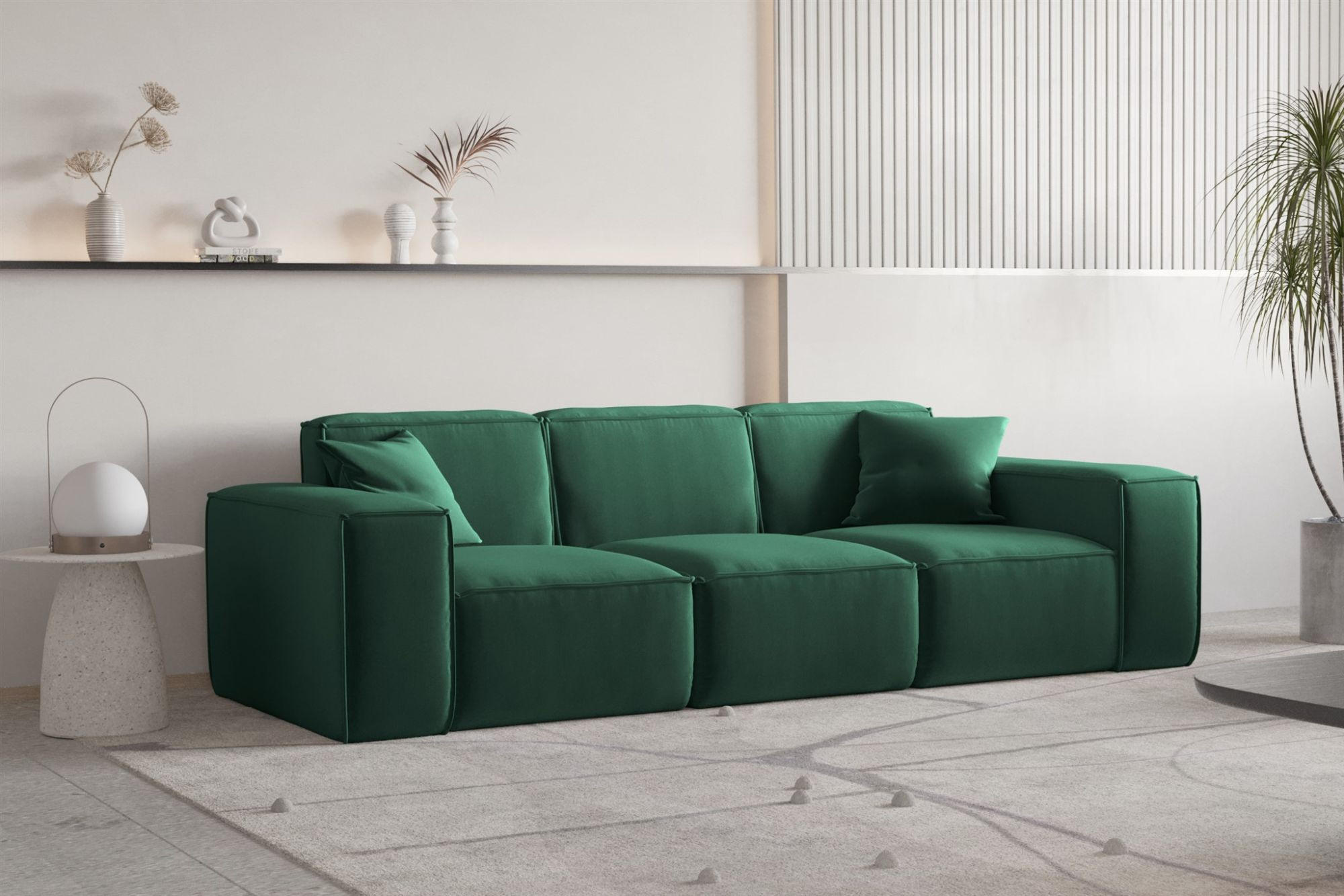 SOFA Celes Premium 3-sitzer Opera Velvet - Grün, Holzwerkstoff/Textil (225/73/88cm) - Fun Möbel