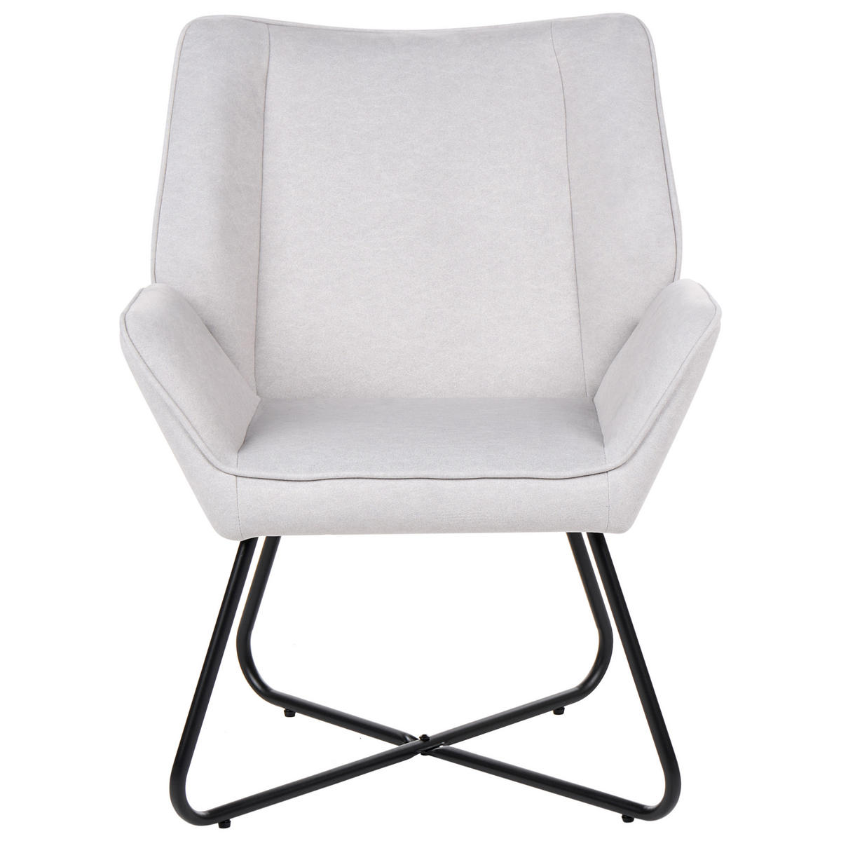 SESSEL Samtstoff Hellgrau Gressela - Hellgrau/Schwarz, Textil (67/87/67cm) - Beliani