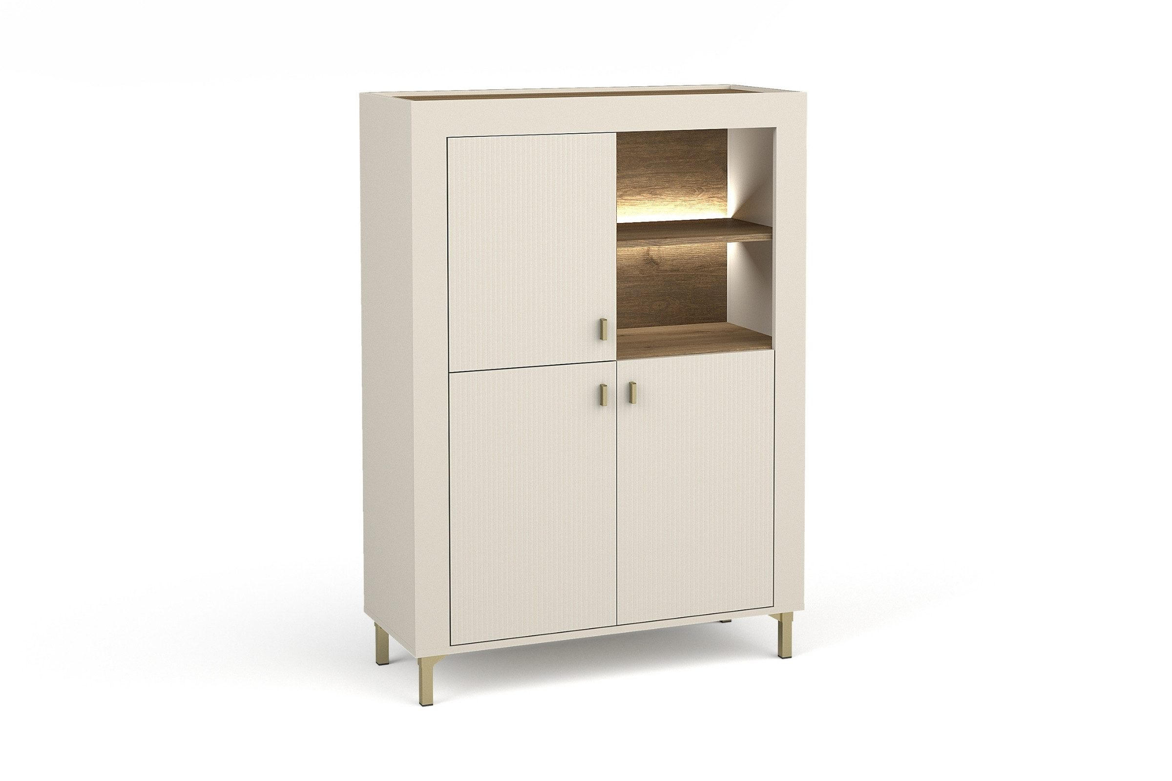 KOMMODE MONI 05 in Kaschmir / Eiche Whiskey matt 97/136/40 cm mit LED - Kaschmir, Holzwerkstoff (97/136/40cm) - Deine Möbel 24