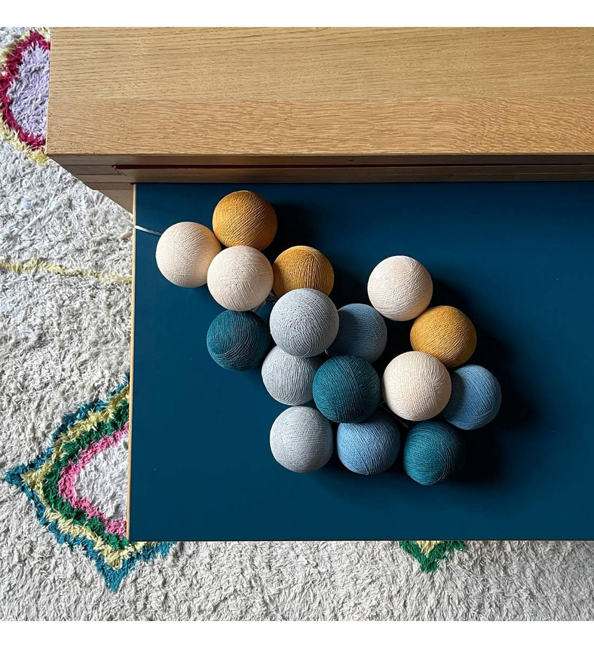 LICHTERKETTE LED Boxen - Nuit Etoilée - Blau und Gelb - Dunkelblau, Textil (165cm) - La case du cousin paul
