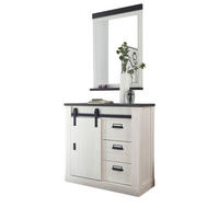 GARDEROBEN-SET 2-teilig weiß Pinie, anthrazit, Garderobenkombination mit Kommode, Spiegel - Anthrazit/Weiß, Holzwerkstoff (93/200/43cm) - Furn.Design