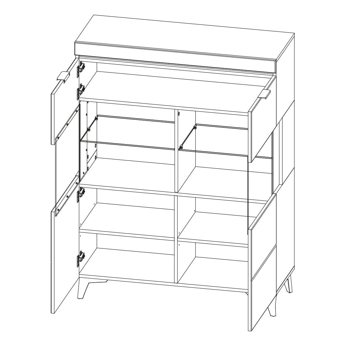 GESCHIRRSCHRANK Ruben Holz - Braun, Holzwerkstoff (105/140/40cm) - Petits-meubles