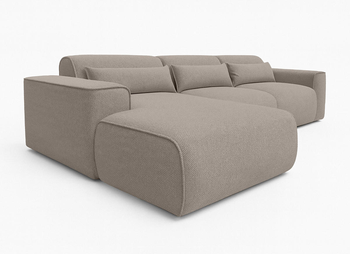 ECKSOFA L Form Ruyam Hellbraun 310/165/78 cm – Schlaffunktion Links - Hellbraun/Schwarz, Kunststoff/Textil (170/310cm) - AX Living