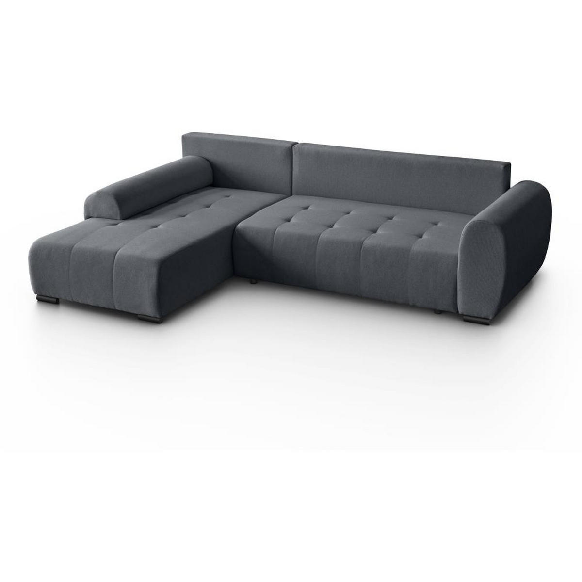 ECKSCHLAFSOFA Diana mt Bettkasten dunkelgrau links - Dunkelgrau/Schwarz, Textil (255/175cm) - Beautysofa