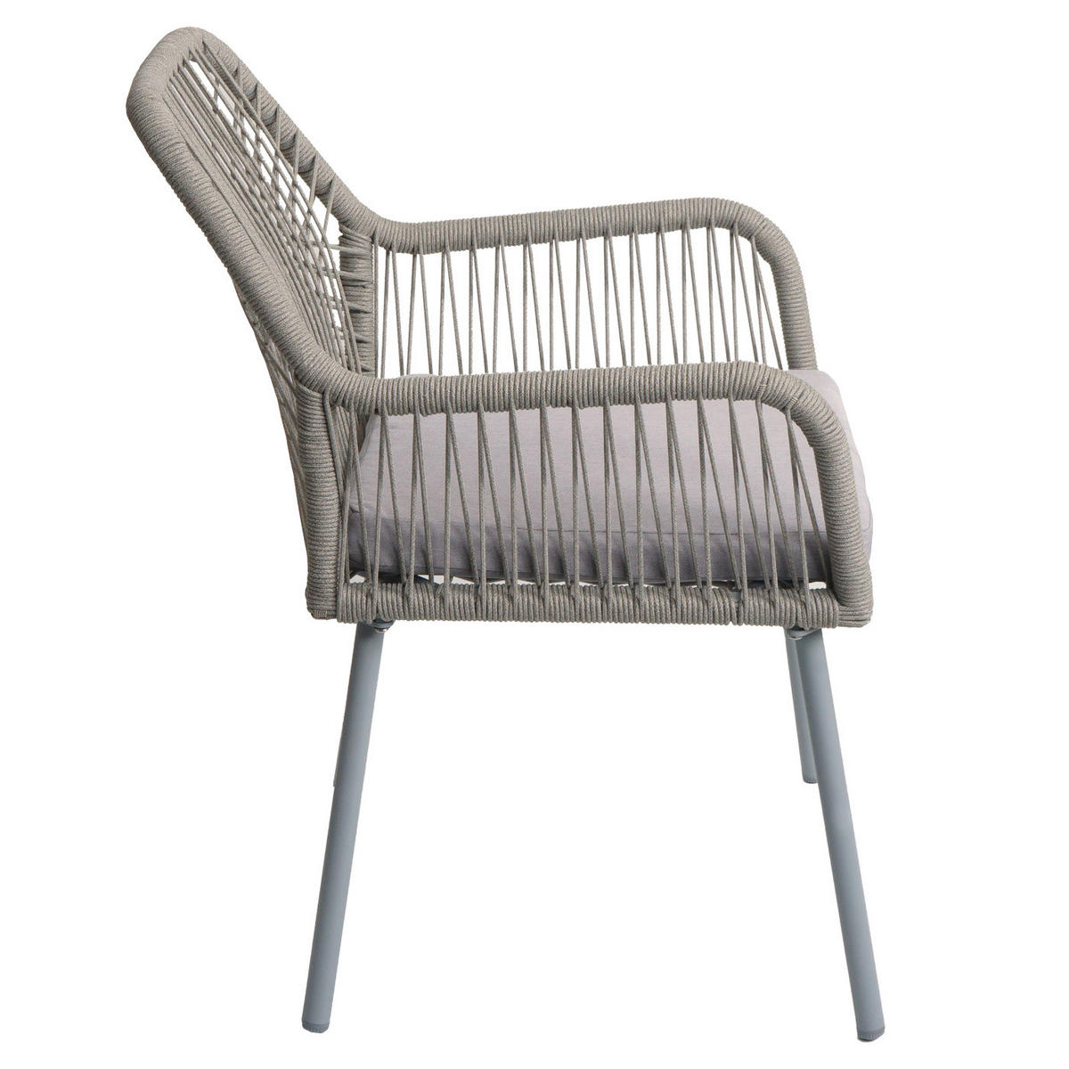 GARTENSTUHL 2er-Set 81x54x62cm Aluminium Seilgeflecht Rope Grau - Grau, Metall (54/81/62cm) - PROREGAL