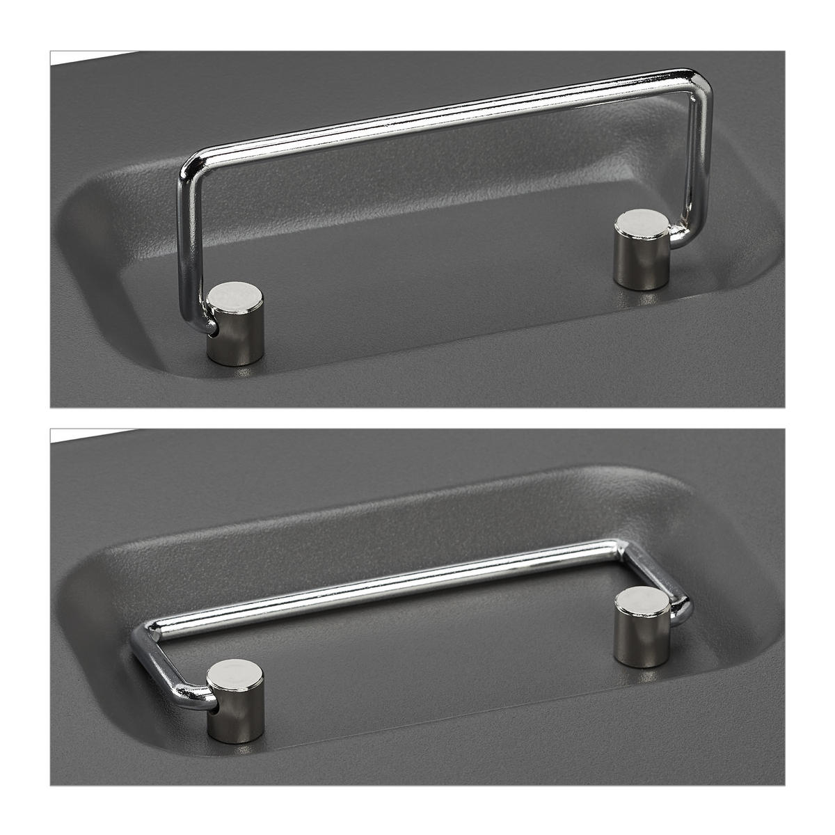 POKLADŇA - sivá, kov/plast (20/8.5/17cm) - Relaxdays