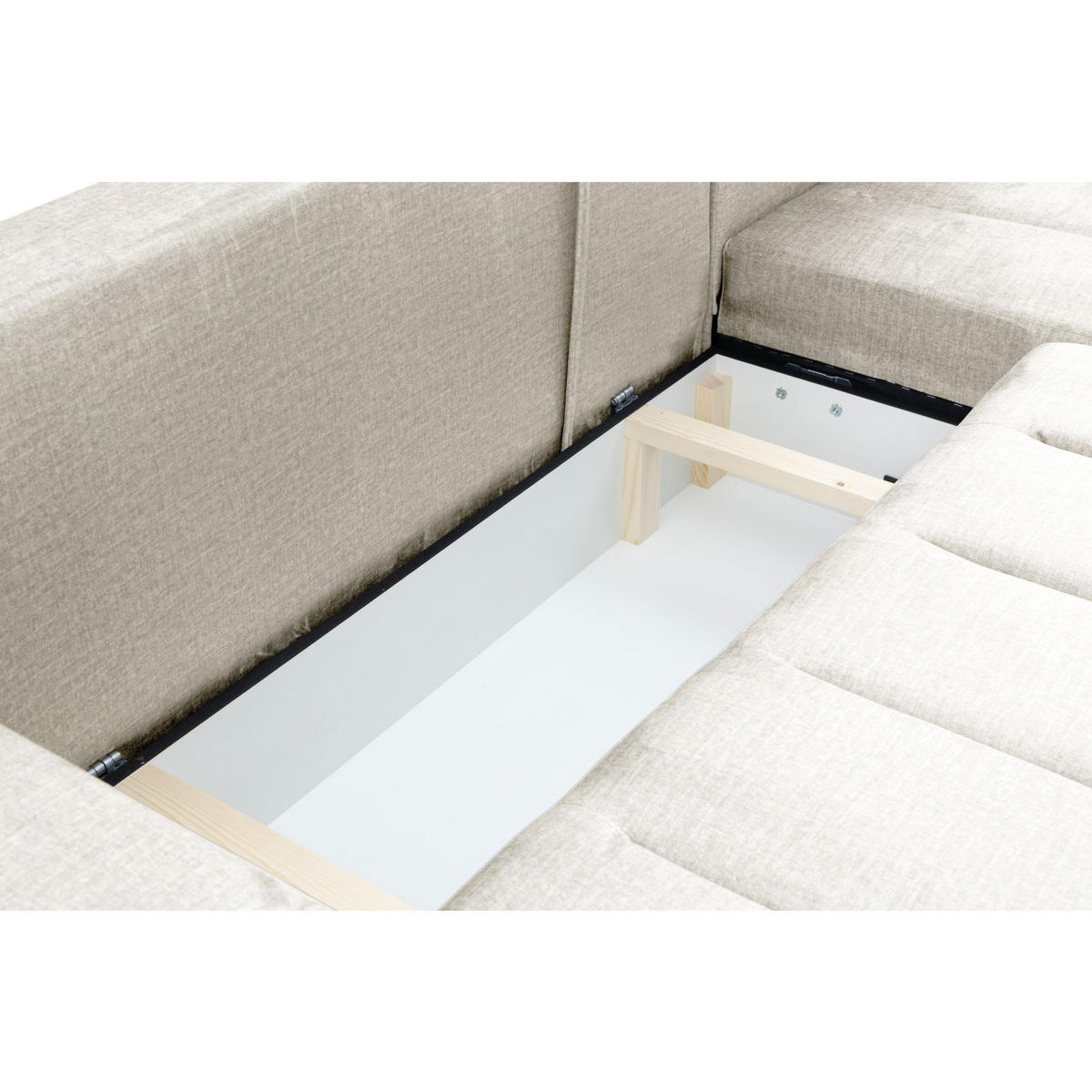 ECKSOFA Piano L Rechts mit Schlaffunktion 137x234 Velours Creme - Silberfarben/Creme, Holz/Textil (178/278cm) - Muffo