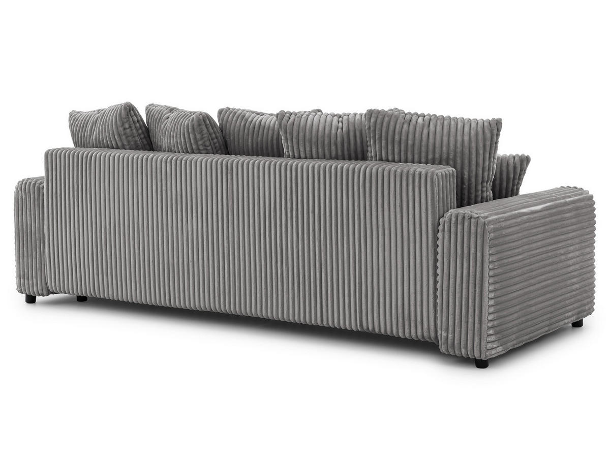 SCHLAFSOFA Calma mit Bettkasten im Bumpy-Design aus weichem Grau Plüschcord - Schwarz/Grau, Holz/Kunststoff (239/88/98cm) - S-Style