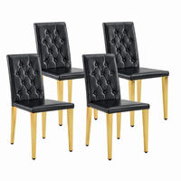 ESSZIMMERSTÜHLE 4er-Set 89 cm PU-Leder Schwarz mit goldfarbenen Metallbeinen - Schwarz, Metall (46/89/42cm) - Meubliv