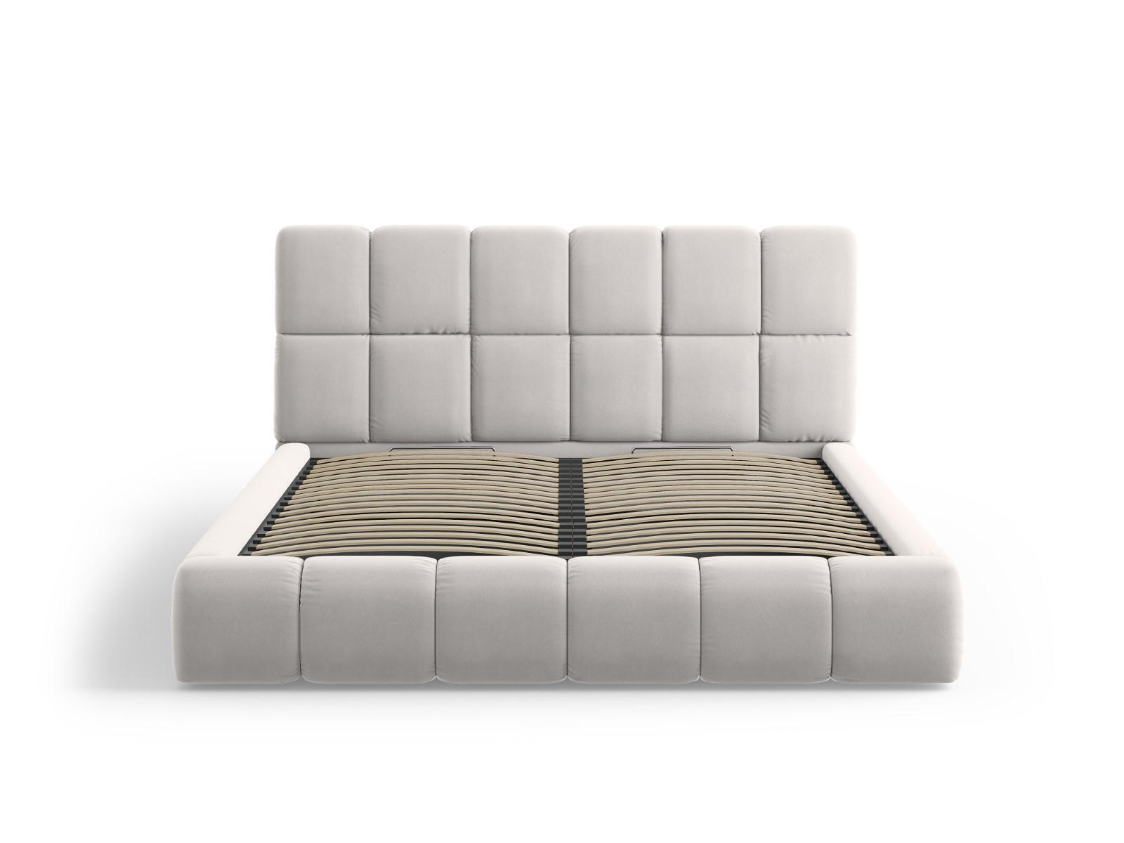 BETT mit Bettkasten und Kopfteil Bellis aus Samt silber 140x200cm - Silberfarben, Textil (140/200cm) - Micadoni