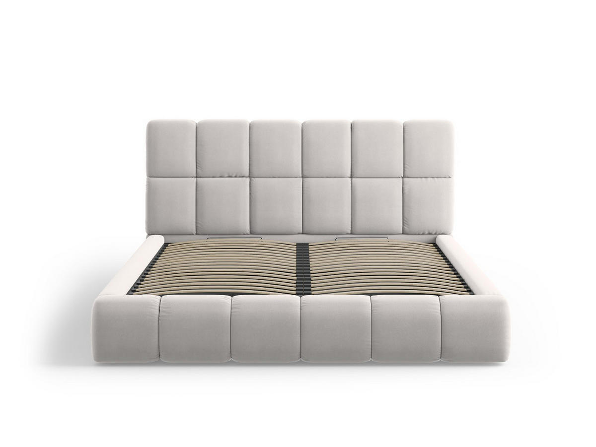 BETT mit Bettkasten und Kopfteil Bellis aus Samt silber 180x200cm - Silberfarben, Textil (180/200cm) - Micadoni