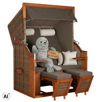 STRANDKORB Tinnum 2 Sitzer Pinie PE griseum - Braun/Grau, Metall (115/38/92cm) - Mr. Deko