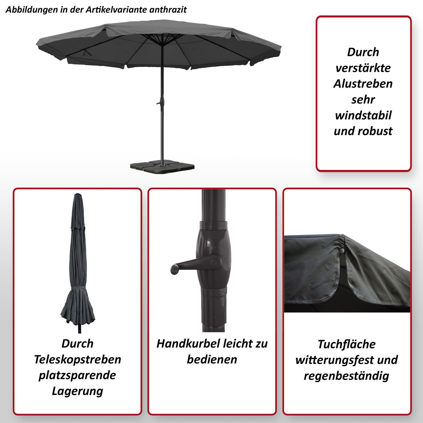 SONNENSCHIRM PRO Cremeweiß - Weiß, Textil (500/500cm) - MCW