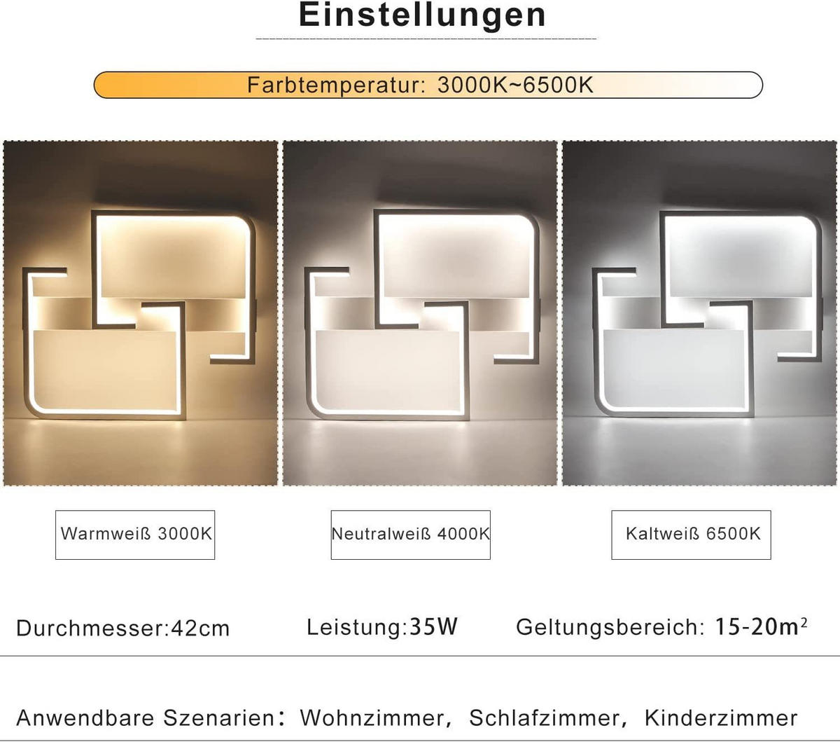 LED-DECKENLEUCHTE Emmerich 42/37/5 cm - Weiß, Metall (42/37/5cm) - Nettlife