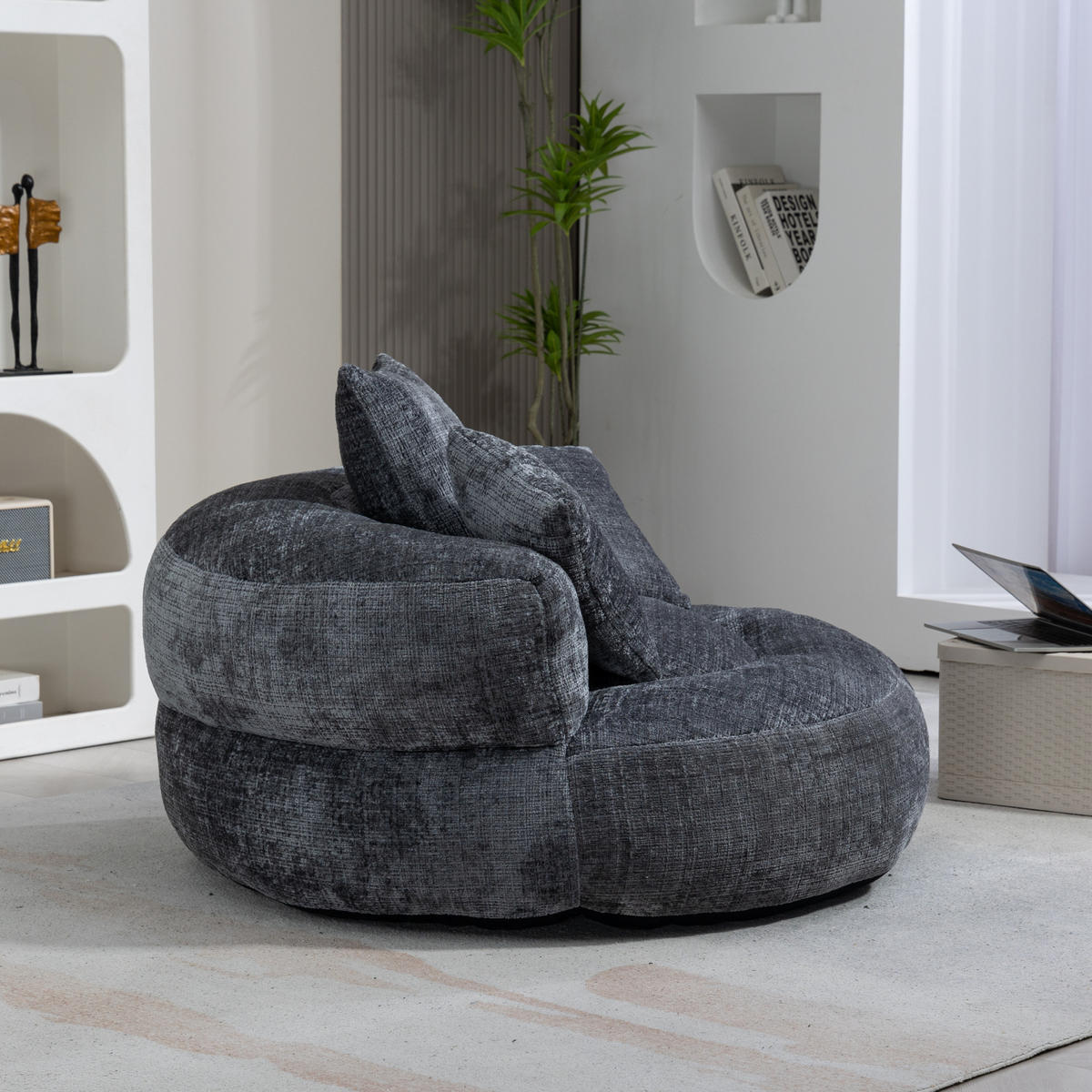 SESSEL 108/52/108 cm Grau aus Chenille - Grau, Textil (108/52/108cm) - OKMYHOME