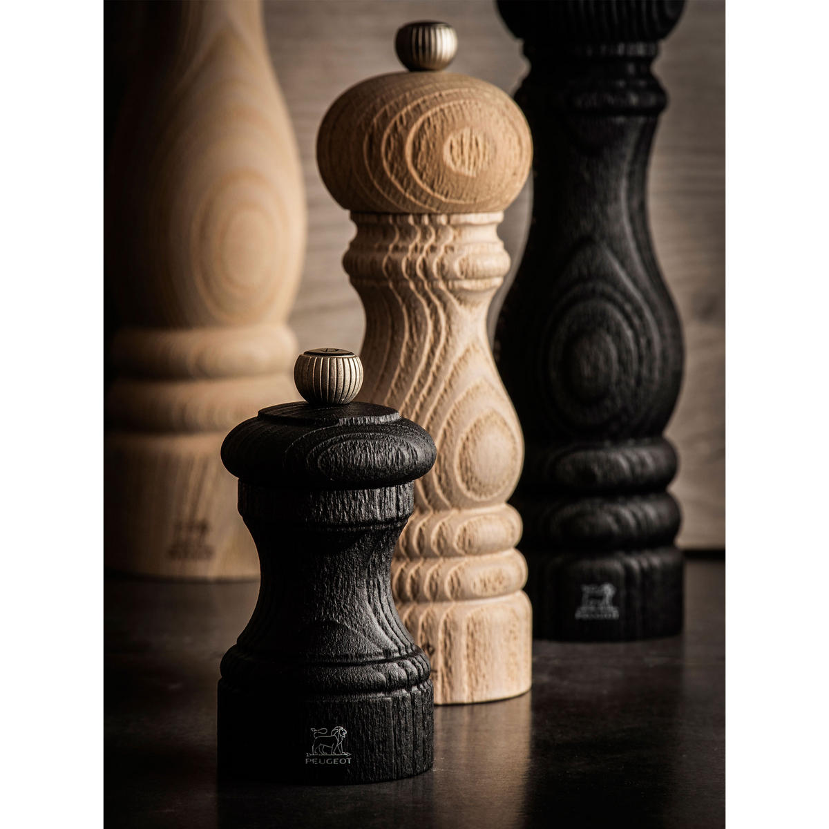 PFEFFERMÜHLE Bistro Nature Black 10cm Buchenholz Schwarz Stahlmahlwerk - Schwarz, Holz (5.3/10/5.3cm) - PEUGEOT