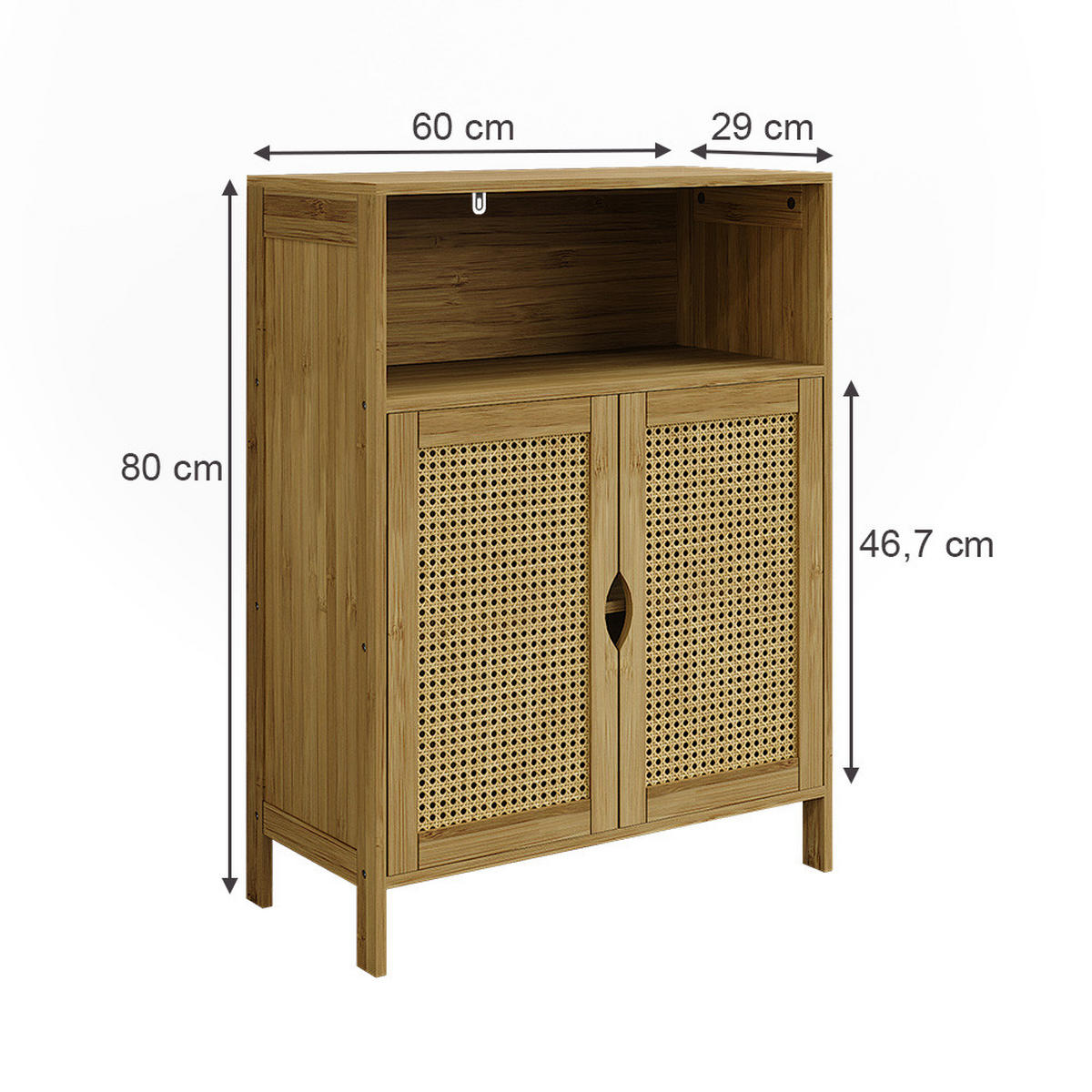 STŘEDNÍ SKŘÍŇKA Liora Bambus - zelená barva, kompozitní dřevo (60/80/29cm) - Vicco